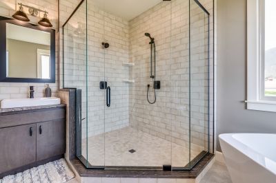 Glass Shower with Modern Fixtures